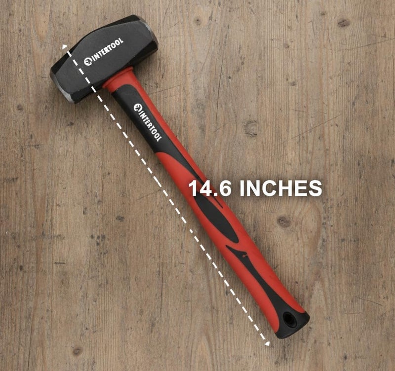 INTERTOOL 4 lbs Small Sledge Hammer | Drilling/Crack Mini Sledgehammer with Heavy-Duty Steel & Shock Absorbing Non-Slip Fiberglass Handle | HT08-0247 - Image 3